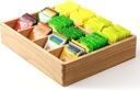 KIRIGEN Wood Tea Organizer 12 Compartments Tea Bag Holder Wooden Coffee Storage Box for Home and Office CYH12-NA
