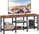 Furologee TV Stand for TVs up to 55 Inch, Entertainment Center with Open Storage Shelves, Media Console Table with Soundbar Shelf for Living Room, Bedroom, Rustic Brown