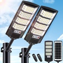 2 Pack Solar Street Lights Outdoor Waterproof,20000LM 6500K LED Motion Sensor Lights,Dusk to Dawn Solar Flood Lights with Remote,Parking Lot Light,Commercial Area Lighting for Outside