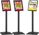 3Packs Heavy Duty Adjustable Pedestal Poster Sign Stand, 8.5x11 Aluminum Open Floor Standing Sign Holder for Vertical and Horizontal View Display (8.5x11,Black)
