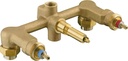 Widespread 1/2" ceramic in-wall three-handle valve system with integral diverter and 8" centers