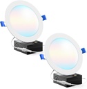 Sunco 6 Inch LED Recessed Light, Canless Ceiling Lights Slim with Junction Box, 850 LM, 14W (100W Equivalent), Selectable CCT 2700K/3000K/4000K/5000K/6000K, Dimmable, Wafer Thin ETL 2 Pack