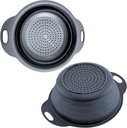 Black Silicone Collapsible Colanders - Kitchen Plastic Foldable Strainers for Pasta Small Camping Colander Bowl for Food