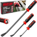 Rizom Pry Bar Set, 3-Piece Pry Bar with Strike Cap Handle, Angled Tip for Prying, Lifting and Pulling Objects