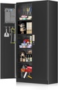 Greenvelly Metal Garage Cabinets with Pegboard,72" Black Steel Storage Cabinet with Doors and Shelves,Tall Tool Cabinet with Looking Doors for Garage,Home Office,Warehouse