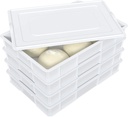 4 Pack Stackable Dough Proofing Container with Lid, Plastic Dough Proofing Box, White