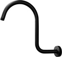 High Rise Shower Head Extension Arm with Flange S-Shaped Shower Head Extender Pipe for Shower Standard 1/2" Connection Bath Accessory (Matte Black)