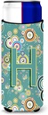 Letter H Circle Circle Teal Initial Alphabet Ultra Beverage Insulators for slim cans