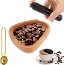 Walnut Coffee Dosing Cup Kit with Spoon and Spray Bottle for Espresso, Reducing Coffee Static