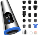 Hibbent Pull Down Kitchen Faucet Head Replacement, 4 Function LED Temperature Display Sink Spray Nozzle with 15 Adapters, Compatible with Moen, American Standard, Delta, Kohler Faucets, Chrome