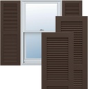 Ekena Millwork 12"W x 65"H True Fit PVC Two Equal Louver Shutters, Raisin Brown (Per Pair - Hardware Not Included)