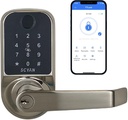 SCYAN Smart Door Lock, Scyan X1, 5 in 1 Fingerprint Biometric Door Lock, Touchscreen Keypad Door Lock, Key Fob, Auto Locking, for Office, Home, Airbnb, Rental House (Brush Nickel)