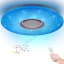 HOREVO Led Music Ceiling Light with Bluetooth Speaker 36W 20 inch Multi Functional APP Upgraded Modern Light Fixtures with RGB Color Changing, Family Party Star Lights (Remote Included)