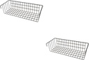 2pcs Mesh Storage Basket Wall Mount Black Iron Storage Rack Side Hanging Baskets for Kitchen Easy to Clean