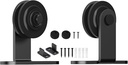 skysen Sliding Barn Door Hardware Roller Set Black (T Shape Roller Set)