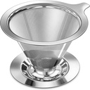 Pour Over Coffee Dripper, Slow Drip Paperless Coffee Filter, Pour Over Coffee Maker for 1-2Cups Brew, Double Mesh Design of Manual Reusable Cone Filter