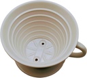 flat-bottom ceramic pour-over coffee dripper.