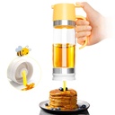 Zhaoyao Honey Dispenser, 12 OZ Glass Honey Dispenser No Drip honey container Pot with Handle Yellow Drip-Proof Syrup Dispenser for Coffee Bar