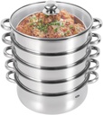 Steam Canner, 5-Tier Stainless Steel Steamer Pot with Glass Lid, Veg Cooker Pot Cooking Pan Dim Sum Steamer For Kitchen Tool (28cm)