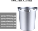 51mm Coffee Bean Dosing Cup for Delonghi La Specialista Espresso Machine Portafilter With Grinder Activating Tab, Coffee Powder Measure Can For EC9355/9555/9665/9155/9255/9885/9335/9865 -Silver Color