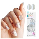 KISS colorFX by imPRESS Press On Nails , ‘Sour Love’, Solid White with Pearlescent Finish, Short Oval, IMPROVED adhesive, Includes 30 Fake Nails, Prep Pad, 1 Manicure Stick, 1 Mini Nail File