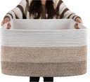 OIAHOMY Large Blanket Basket, 22”x17”x12” Rectangle Woven Baskets, Nursery Blanket Storage Living Room, Toy Storage With Handle, Large Baskets for Organizing-Gradient Yellow