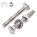 Glvaner (10 Sets) 1/4-20 x 2 Stainless Steel Carriage Bolts Screws Round Head Square Neck and Hex Nuts & Flat Washers 304 Stainless Steel 18-8 Full Thread Coverage