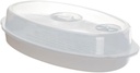 Microwave Fish Steamer with Cover White Food Steaming Plate for Healthy Cooking Rapid Heat Transfer Dish for Fish Vegetables Dumplings and More Easy to Clean and Practical Kitchen