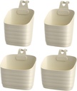 4pcs Stackable Woven Wall Baskets for Kitchen and Bathroom Dual-sided Hanging Storage Baskets Cream White Large Small Maximize Vertical for Easy Organization