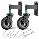 Heavy Duty Fence Gate Wheels, 6 Inch, Supports 550 lbs, Spring-Loaded 360 Degree Rotation Gate Caster Kit (2 Pack) - Black