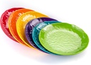 6.7-Inch Melamine Dessert Plates (Set of 6) - Unbreakable and Reusable Dinnerware with Ceramic Feel, Stackable and Dishwasher-Safe (Multi-color)
