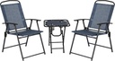 Trapper's Peak 3-Piece Folding Outdoor Patio Set, Patio Chairs and Table, Backyard Furniture, Blue