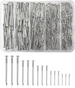BDS-HOME 400Pcs Picture Hanging Nails, Small Nails for Hanging Pictures Hardware Picture Hangers Assortment Kit 5 Sizes Wall Nails for Home, Office DIY Art Works Frame Hanging