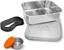 304 Stainless Steel Lunch Box For Kids & Adults With Removable Divider, Adjustable 2 Compartment Bento Box, Work/School Lunch or Snack Container (24 oz)