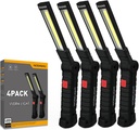 Working Light Portable, Rechargeable Work Lights with Magnetic Base Hanging Hook,360° Rotate 5 Modes,COB LED 800 Lumens Foldable Inspection Light for Car Repair, Grill and Outdoor Use(4pack)