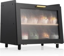 GarveeHome Bread Box, Double Layer Bamboo Bread Bin with Acrylic Door Panel, Countertop Bread Container, Black Bread Holder for Home Made Bread, Bagels