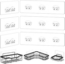 6 Pack Shower Caddy Adhesive Replacement, Waterproof Shower Adhesive Strips,Strong Adhesive Hooks for Shower Caddy, No Drilling, for Bathroom Storage Shelves Soap Holder, and Kitchen Racks