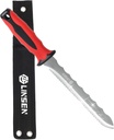 Stainless Steel Garden Knife with 7.8" Blade with New Handle, Double Side Utility Sod Cutter Lawn Repair Garden Knife with Nylon Sheath (RED)