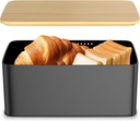 Bread Box with Bamboo Lid Usable as Cutting Board Metal Bread Bin Rectangular Bread Holder Large Bread Storage Container 13x7.28x5.4inch Bread Storage Holder to Extend Freshness for Kitchen Countertop