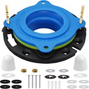 Toilet Flange Repair Kit with Flange & Elastic Wax Ring for Toilet Install, Toilet Ring Seal, Rubber Toilet Gasket Seal Replacement Kit Include Hardware Nuts, Washer, Bolts and Bolt Caps