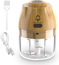 Electric Garlic, Fruit, and Vegetable Mini Food Chopper: Compact Wireless Processor Ideal for Ginger, Chili, Meat, and More, 250ML, Wood