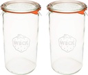 WECK Canning Jars - Transparent Glass Eco-Friendly Jars with Air Tight Seal - 1.5 Liter Tall Jars - Set of 2