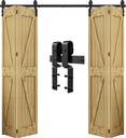 84" / 7FT Bi-Folding Sliding Barn Door Hardware Kit Closet Rail Roller Accessory Applicable Door Width Within 82 inches, no Panel
