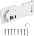 Keyless Combination Lock, 4.3" Zinc Alloy Mechanical Password Twist Knob Hasp Locks Latch, 90/180 Degree Barn Door Lock for Cabinet/Closet/Garage/Drawers/Garden/Bathroom [White]