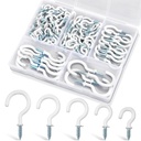 110Pcs Premium Screw Hooks, 5 Sizes White Vinyl Coated Cup Hook, from1/2 in Small Hooks to 1-1/2 in Ceiling Hooks Heavy Duty, Screw in Hooks for Hanging Plants, String Lights