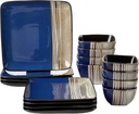 Elama 16 Piece Double Bowl Stoneware Dinnerware Set with Service for 4