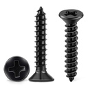 TPOHH 200 PCS #8 X 1-1/2 Inch Black Oxide Coated Flat Head Phillips Wood Screw, Stainless Steel 18-8 (A2) Fully Threaded 8 X 1-1/2'' Multipurpose Screws