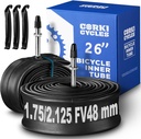 26 Inch Mountain Bike Tire Inner Tube 26 x 1.75 1.85 1.9 1.95 2.0 2.1 2.125 2.2 2.25 2.3 2.35 2.4 4.0 Presta 48mm Schrader Valve 32mm, Heavy Duty Butyl Rubber 26in MTB Bicycle Tube Replacement 2 Pack