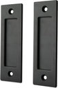HASWARE 6" Finger Flush Pull Handle Set, Brushed Metal Sliding Barn Door Handle, Rectangular Plate, for Closet Pocket Door or Cabinet
