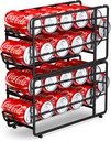 Soda Can Organizer Storage Rack, 2 Pack Stackable Beverage Soda Can Dispenser Organizer Holder for Refrigerator, Cabinet, Pantry (Black)